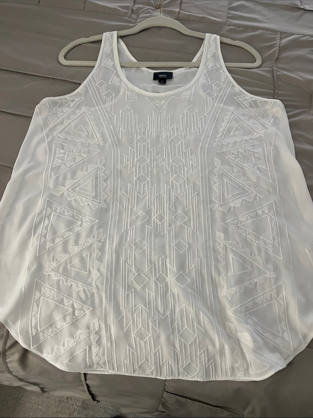 Wet Seal White Embroidered Cold-Shoulder Tank
